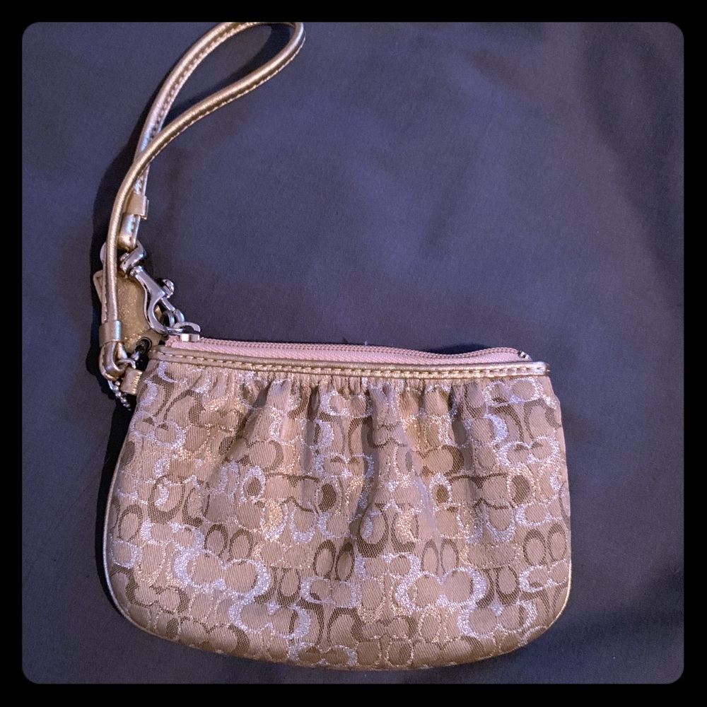 Small Gold Coach Wristlet